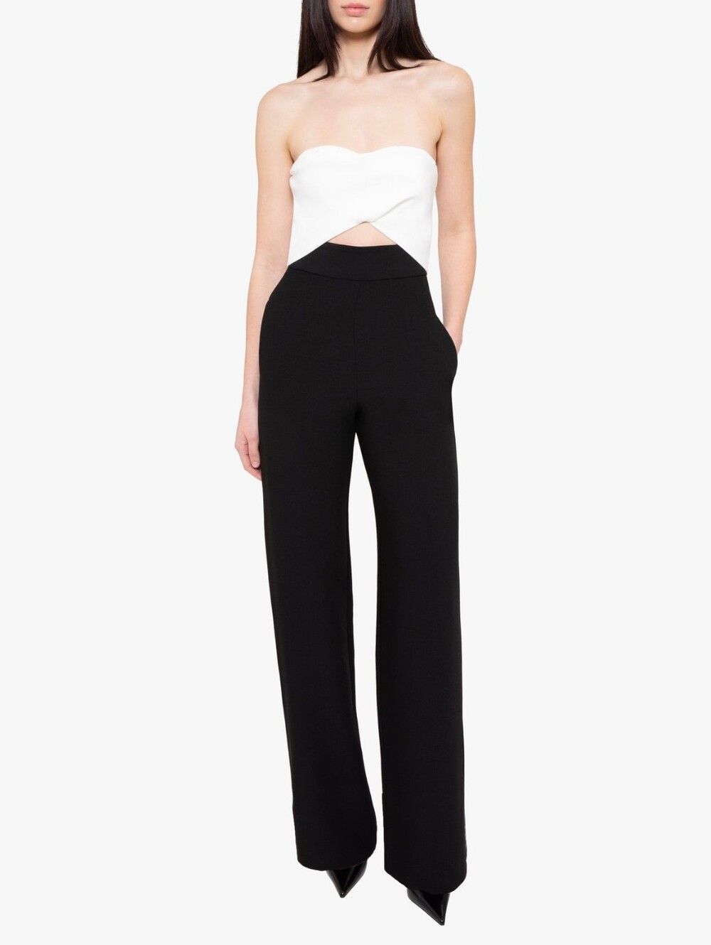 Black Halo Jada Color Block Jumpsuit Wide-Leg High-Rise Trousers Size 8